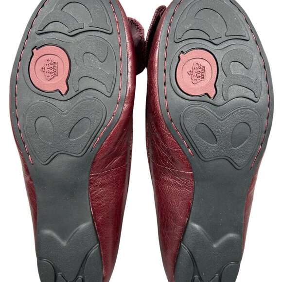 Born Burgundy Beaded Bow Leather Slip-On Ballet Flat Shoes Size 7.5 - Picture 6 of 10